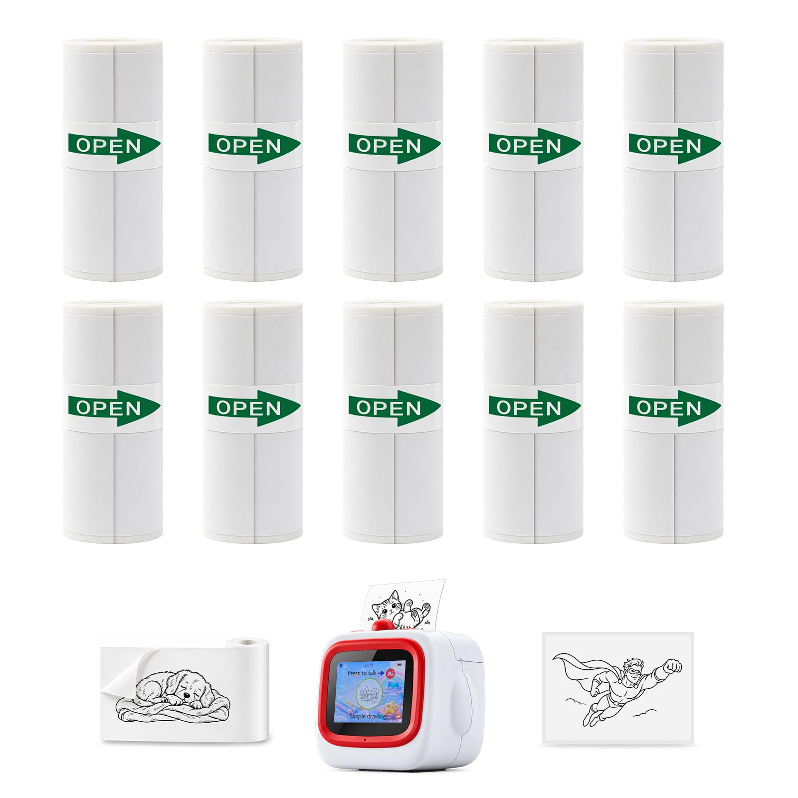 10 Rolls Thermal Sticker Paper for UtechSmart AI Printer